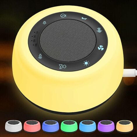 White Noise Maker Geräuschmacher mit Nachtlicht und Bluetooth-Lautsprecher,  beruhigender White Noise Maker für den Schlaf, farblich anpassbare Memory-Funktion  für Babys, Kinder und Erwachsene.
