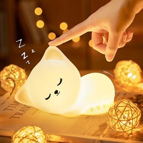 Baby Nachtlicht Kinder Nachtlicht Babyzimmer Deko, 16 Farben Katze Nachtlicht Kinder Nachttischlampe Baby Nachtlicht, Babyzimmer Deko BeBe Nachtlicht Kawaii Deco, Baby Nachtlicht LED Nachtlicht