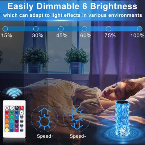 LED-Schreibtischlampe, Kristall-LED-Tischlampe, RGB-Kristall-Diamantlampe, 16 Farben und 4 Modi mit Fernbedienung und Schlüssel, dimmbare LED-Romantische Nachttischlampe für Schlafzimmer