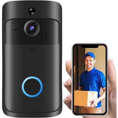 Video-Türklingelkamera, HD-WLAN, Türklingel, kabelloser Betrieb, Bewegungsmelder, Audio und Lautsprecher-Nachtsicht für iOS und Android (1/5)