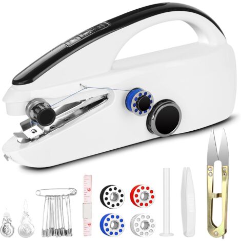 Handnähmaschine für Anfänger, Mini-Nähmaschine mit doppelter Geschwindigkeit für schnelles Nähen, tragbare Nähmaschine für verschiedene Stoffe, ideal für Heimwerken, Zuhause, Reisen (1/5)