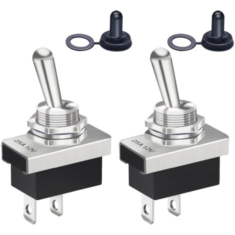 2 Stück Wippschalter 12V 25A SPST ON/OFF 2Pin 2 Positionen mit wasserdichter Auto-Upgrade-Abdeckkappe KN3D-101 (1/5)