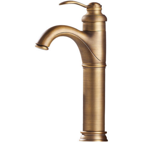 Messing-Wasserhahn, Waschtischmischer, antikes Badezimmer, Warm- und Kaltwasserhahn, Deckmontage, Mischbatterie, Waschbecken, Mischbatterie, hoch (1/5)
