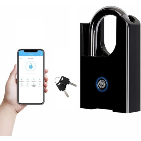 Bluetooth-Schloss, Fingerabdruck-Vorhängeschloss, großes Fingerabdruck-Vorhängeschloss, wetterfestes biometrisches Smart-Schloss mit Schlüssel für Außenzaun, Tor, Schuppen, Fitnessstudio, Schließfach,