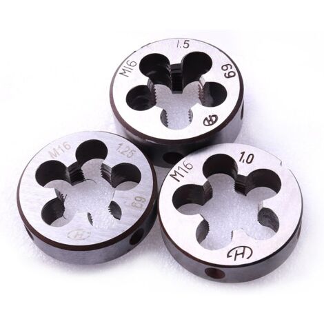 Metrische Schneideisen, 3 Stück HSS Metrisches Gewindeschneideisen M16 x 1 mm M16 x 1,25 mm M16 x 1,5 mm