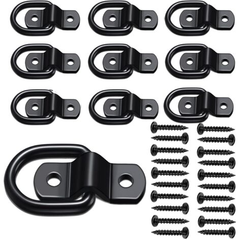 Anker-D-Ring, 1/4 Zoll, robuster Anhänger-Ankerbolzenring, 1200 Pfund Tragkraft, Anhänger-Kartenturm-Ankerhalterungs-Haken-Set für SUV, Wohnmobil, Camper, Van, Auto, Boot, Motorrad, Oberflächenmontage