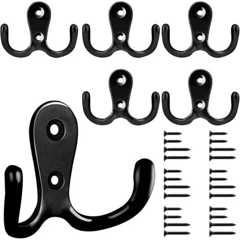 6 Stück Retro-Kleiderhaken, Retro-Kleiderhaken zur Wandmontage, Vintage-Metall-Türhaken für Badezimmer, Küche, Schlafzimmer, Eingangsbereich, Silber
