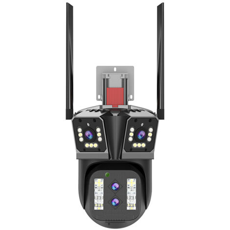 8K 16MP-Überwachungskamera, WLAN-Kamera, 4 Objektive, 3 Bildschirme, PTZ, 10-facher Zoom, Zweiwege-Audio, Farbnachtsicht für CCTV im Außenbereich, 64G-Karte (1/5)