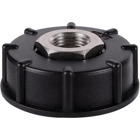 IBC Tankadapter S60X6 grob verzahnt mit Edelstahlverschraubung (25 cm Innengewindedurchmesser).