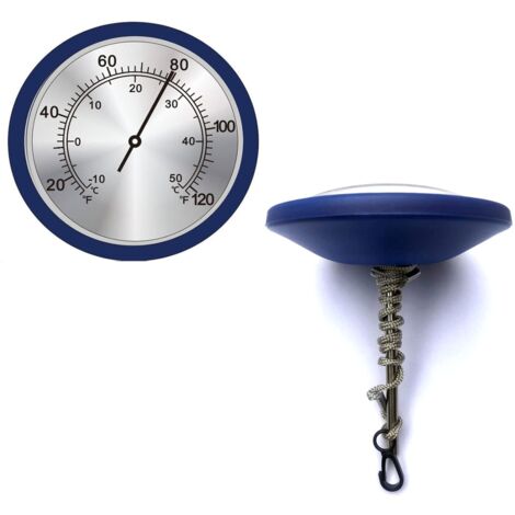 Analoges Schwimmthermometer mit 4-Zoll-Zifferblatt, mit Schnur, leicht ablesbares schwimmendes Poolthermometer aus 304SS – für Schwimmbecken, Whirlpools, Wannen und Teiche im Freien (mechanisch)