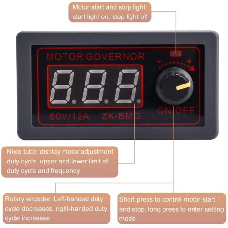 VOKTTA PWM Drehzahlregler DC 9–60V 500W – Digitaler Motorcontroller Mit Encoder, Frequenz Einstellbar (1–99kHz)