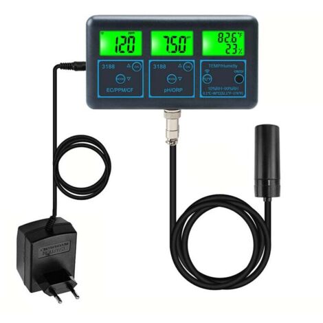Tuya WiFi 7in1 Wasserqualitätstester Multiparameter-Wasseranalysator Digitalanzeige PH/ORP/EC/PPM/CF/Feuchtigkeit/Temperaturüberwachungsmessgerät für Trinkwasseraquarien Aquakultur Pi