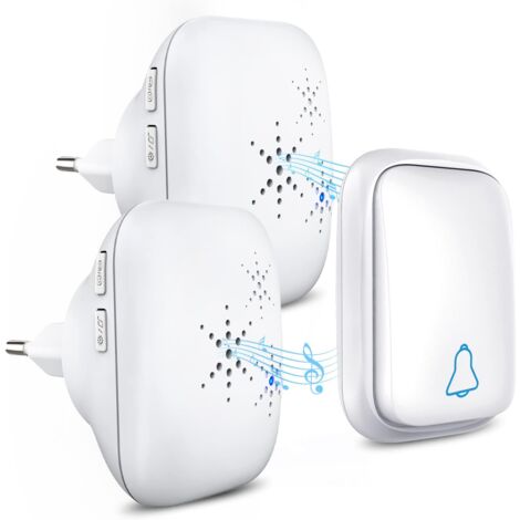 Kabellose Türklingel für den Außenbereich – wasserdicht mit 2 Empfängern – IP68 wasserdicht – 150 m Reichweite – 4 Lautstärkestufen – 37 Klingeltöne – batterielos (1/5)