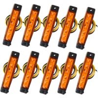 10 Stück 12 V Seitenmarkierungsleuchten, 6 SMD-LEDs, vordere Lampe, hintere Markierungsleuchten für Anhänger, LKW, Wohnwagen, Wohnmobil, Van, LKW, Bus, Boot, Traktor, Motor, Bernstein-Orange