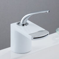 Wasserfall-Waschtischarmatur, Haushalt, Badezimmer, Warm- und Kaltwasserhahn, kreative weiße Badarmaturen, Silber und Weiß