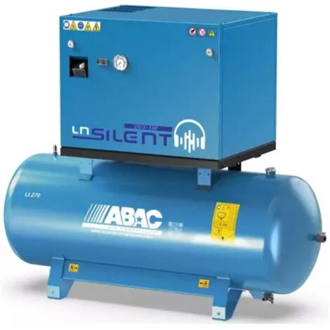 Abac – Compresseur d'air silencieux 270 litres – Débit 34,2 m³/h – Pression 11 bar – Puissance 5,5 CV – Niveau sonore 67 dB(A)