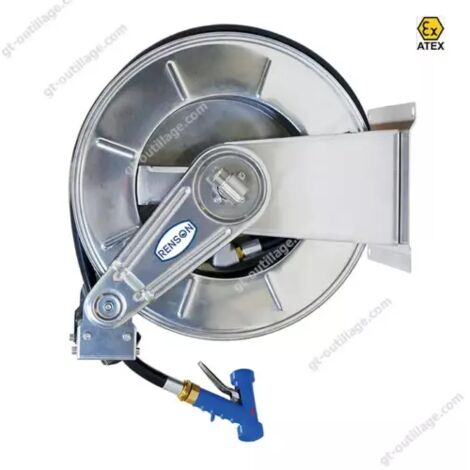 ENROULEUR INOX BASSE PRESSION EQUIPE FLEXIBLE 25M 25L/MIN RENSON (1/3)