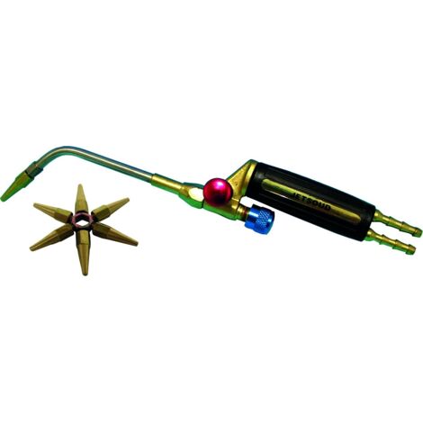 Chalumeau soudeur à flamme bi-gaz – Longueur 350 mm – Débit variable pour travaux de soudage et brasage – Accessoires inclus – Gce Charledave