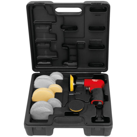 Ks Tools – Mini-ponceuse excentrique 150W – Vitesse 15000 T/min – Pour espaces confinés – Changement rapide des abrasifs – Coffret accessoires inclus