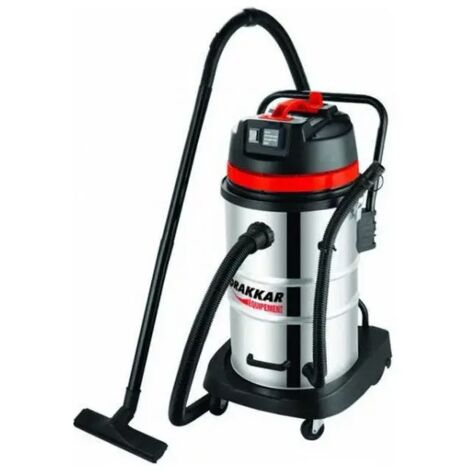 Drakkar Equipement – Aspirateur professionnel eau et poussière 50L – Moteur bi-étagé 1200W – Dépression 19 kPa – Cuve inox basculante pour chantiers humides (1/4)