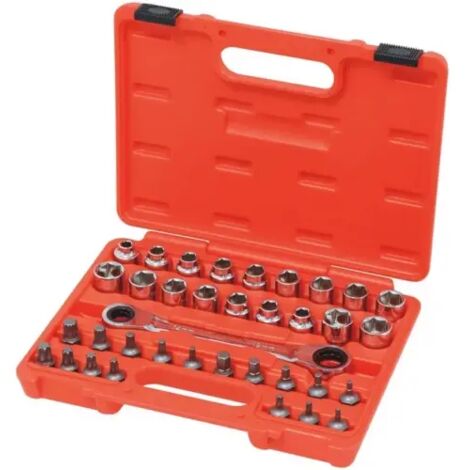 Drakkar Equipement – Coffret de douilles traversantes 36 pièces – Douilles hexagonales 19 mm – Clé à cliquet 14-19 mm – Embouts de vissage H4 à H12 (1/3)