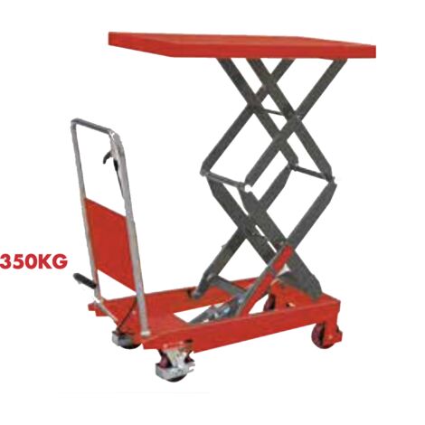 Drakkar Equipement – Table élévatrice hydraulique double ciseau 350 kg – Hauteur de levage max 1300 mm – Largeur 500 mm – Longueur 1100 mm