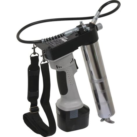 Sodise – Pompe à graisse électrique 18V – Pression maximale 550 bars – Débit 70 gr/min – Flexible renforcé 76 cm – Poignée ergonomique
