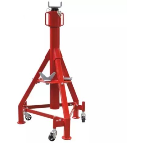 Drakkar Equipement – Chandelle haute à goupille 12 tonnes – Hauteur min 1295 mm, max 1905 mm – 3 roues pour mobilité rapide – Pour chantiers humides