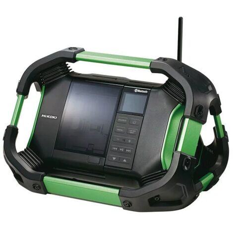 Hikoki – Radio de chantier Bluetooth IPX4 – Alimentation secteur/batteries 14,4V/18V – 2 x 7W – Antenne FM/AM – Boîtier résistant aux chocs