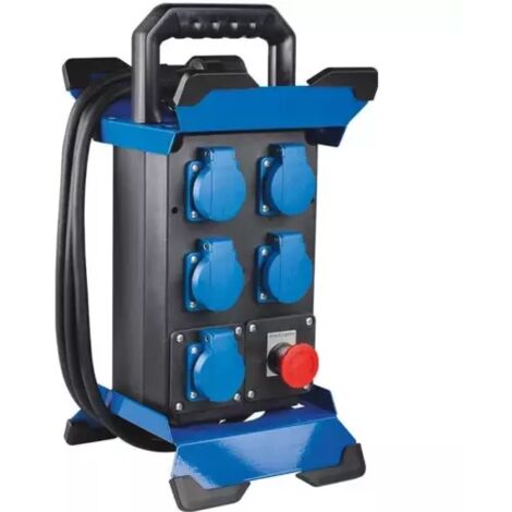 Sodise – Coffret de chantier mobile 5 prises 230V – Puissance 3600W – Disjoncteur différentiel 30mA – Stable en métal avec poignée ergonomique