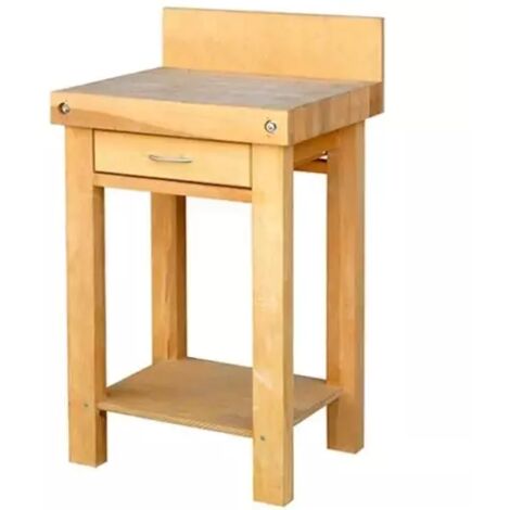 Outifrance – Billot de découpe en bois de bout 600x500x900mm – Absorption des chocs – Desserte de cuisine avec tiroir 380x350x120mm (1/2)