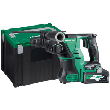 Hikoki – Perforateur burineur 28 mm SDS+ 36V 4,0 Ah Li-ion – Moteur Brushless – Force de percussion 3,9 J – Pour béton armé et briques