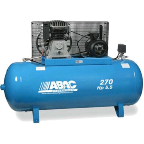 Abac – Compresseur d'air 270 litres 10 bar marche lente 5,5 CV – Débit 42 m³/h – Entraînement par courroie – Pour usage professionnel