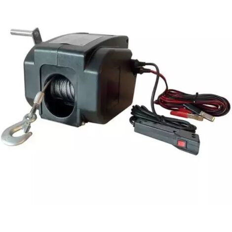Drakkar Equipement – Treuil de traction électrique 12V 500 kg – Commande filaire – Câble Ø 4,8 mm x 9,2 m – Moteur 300W pour charges roulantes