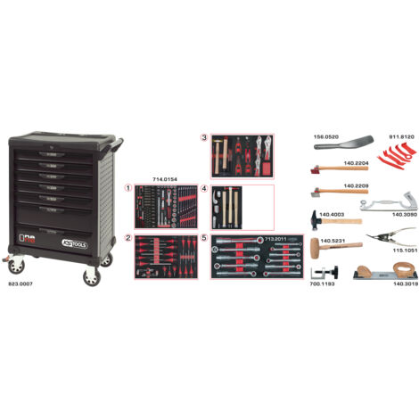 KS Tools - Servante One by One 7 tiroirs spéciale carrosserie, 177 pcs - 823.7177 (1/3)