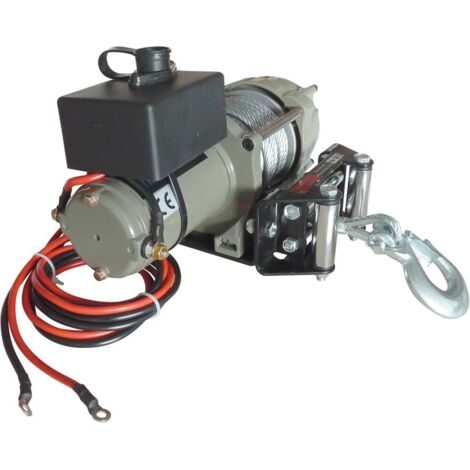 Drakkar Equipement – Treuil de traction électrique 12V 1300 kg – Commande à distance 3,70 m – Câble Ø 5,4 mm x 15 m – Moteur 1100W pour charges lourdes