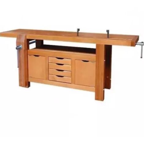 Outifrance – Établi menuisier professionnel 2m – Caisson avec tiroirs de rangement – Plateau en bois multiplis 70mm – Presse avant et arrière
