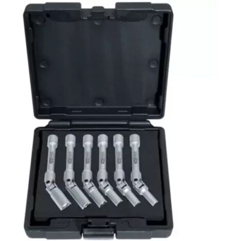 Kstools – Coffret de douilles longues articulées 3/8' – 6 pans pour bougies de préchauffage – Chrome vanadium – 8 à 16 mm – Coffret de rangement inclus