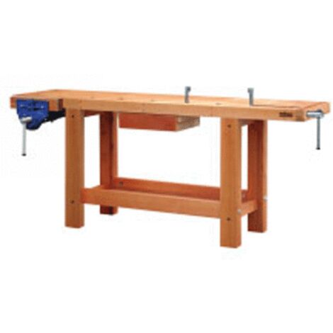 Outifrance – Établi ébéniste professionnel 2 m – Plateau en bois multiples 70 mm – Piétement massif 100 x 70 mm – Presse avant automatique 230 mm