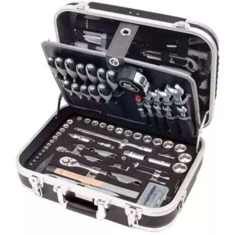 Kraftwerk – Coffret multi-outils 228 pièces – Mallette en aluminium ABS – Dimensions 433x323x149mm – Accessoires pour réparations domestiques