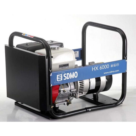 Sdmo – Groupe électrogène essence 6000W monophasé – Moteur Honda GX390 – Démarrage manuel – Autonomie 2,4h – Puissance sonore 68 dB(A)