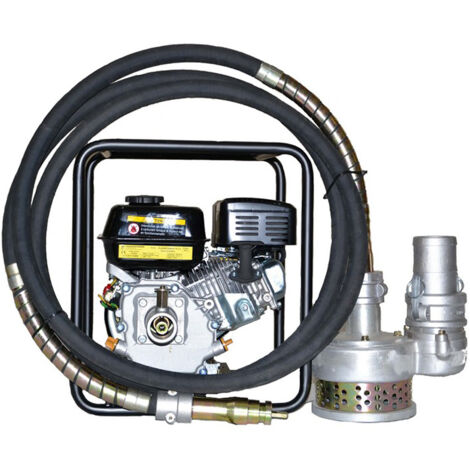 Pompe à flexible thermique pour eaux chargées – Moteur essence Loncin G200F – Débit 75 m³/h – Hauteur manométrique 18m – Profondeur d'aspiration 5m