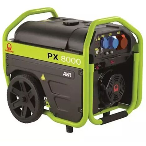Pramac – Groupe électrogène triphasé 6 kVA – Essence – Autonomie 27L – 3 phases – Niveau sonore 69 dB(A) à 7m – Moteur SR190F