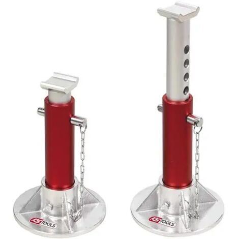 Kstools – Chandelles à goupilles en aluminium 3 tonnes – Plaques de base larges 290x250mm – Levée 260 à 400mm – Goupilles de sécurité avec chaînette