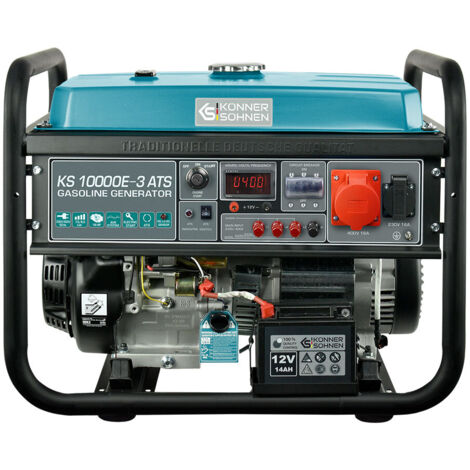Könner & Söhnen – Groupe électrogène essence 8,0 kW – 400V triphasé avec ATS – Moteur 4 temps 18 ch – Autonomie 15h – Poids 87,8 kg - 10000E-3