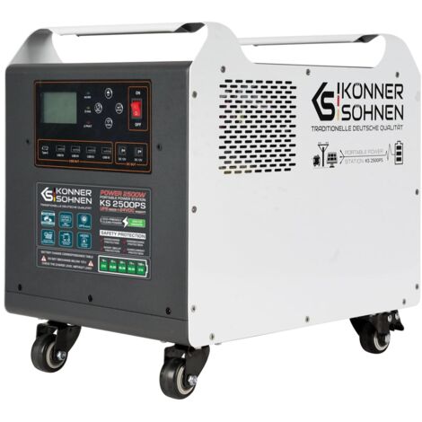 Könner & Söhnen – Station électrique portable 2500W – Batterie LiFePO4 2560Wh – Ondes sinusoïdales pures – Sortie AC 230V – Écran LCD et protection multifonction