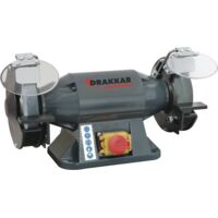 Drakkar Equipement – Touret à meuler 150 mm – Puissance 520 W – Vitesse 2950 tr/min – Alimentation 230 V – Meules grain 36 et 80