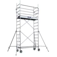Duarib – Échafaudage roulant acier 4,90m – Hauteur de travail max 4,90m – Charge max 190kg – Roues réglables pour surfaces variées