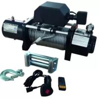 Drakkar Equipement – Treuil électrique 4,3 tonnes – 12V – 4000W – Longueur câble 28m – Commande à distance 3,7m – Pour chantiers humides