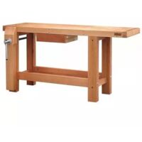 Outifrance – Établi professionnel en bois 1,5 m – Plateau multiplis 70 mm – Presse avant verticale 300 mm – Tiroir de rangement 400 x 350 mm